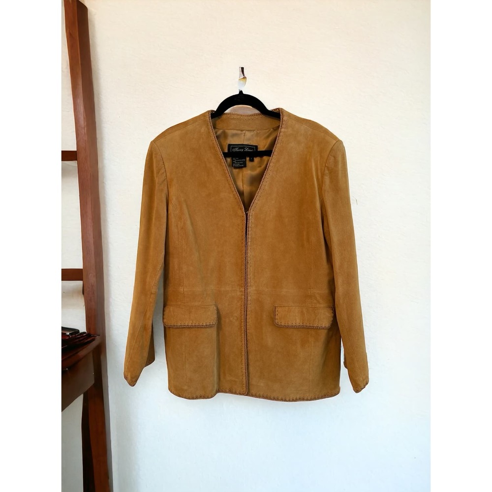 GOLD LEATHER Vintage Terry Lewis Classic Luxuries - Decorative Stitching - SZ L